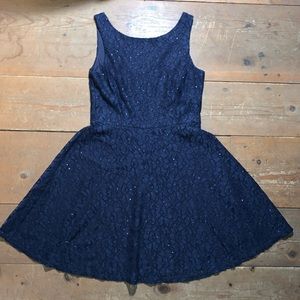 Blue sparkly lace dress